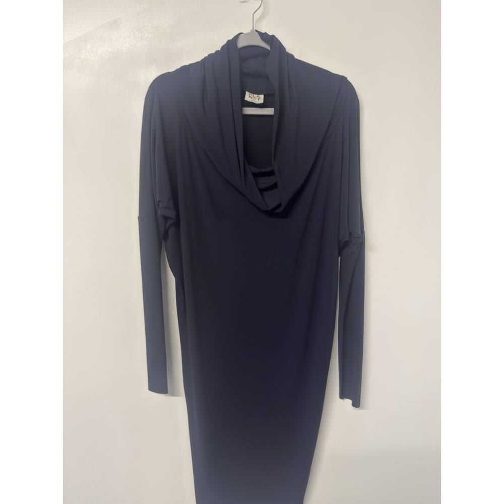 NUXE Women's Navy Blue Cowl Neck old money Dolman Sleeve Midi Dress Size‎ 1 #49